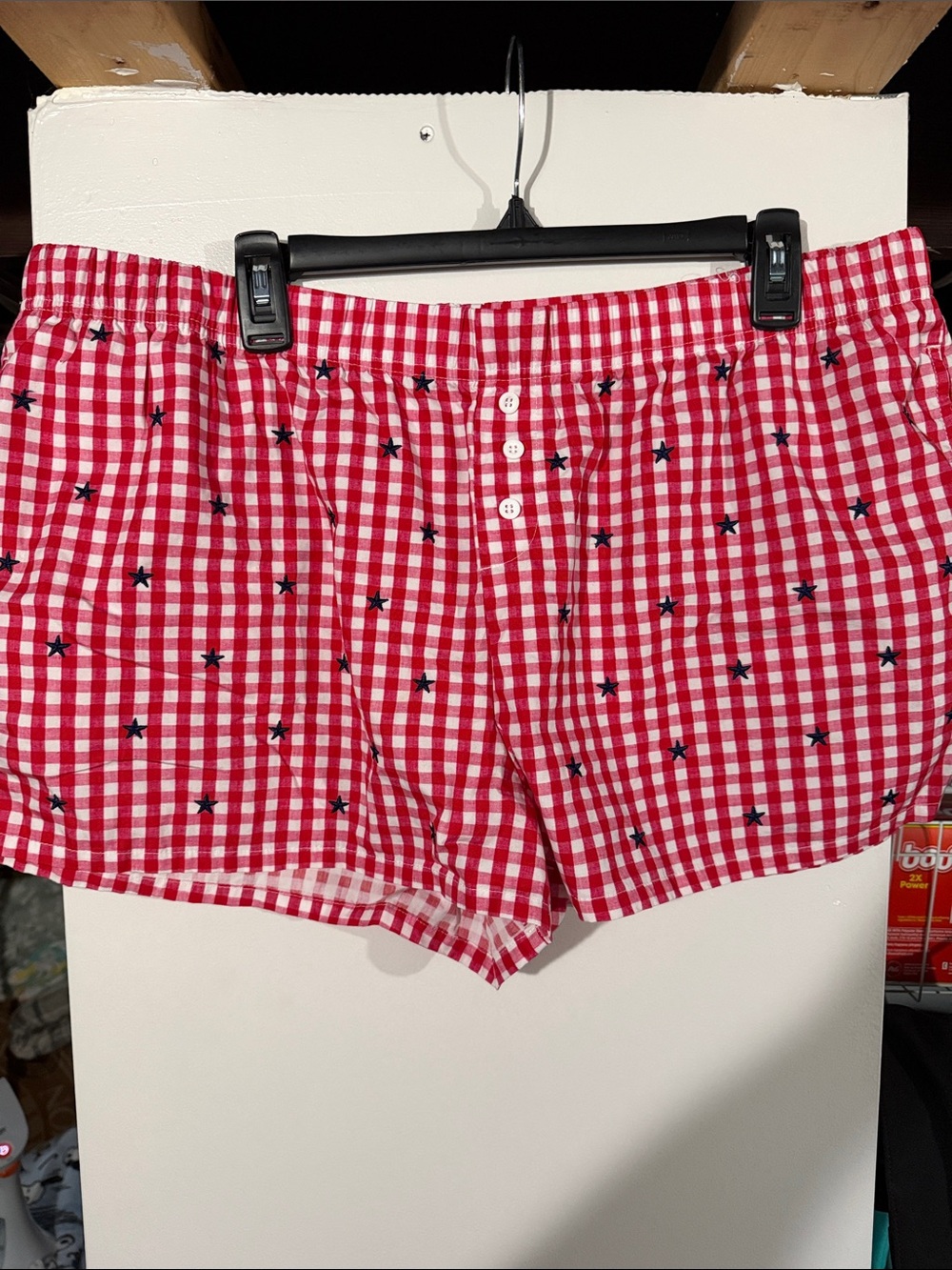 Zoe + Liv Red and White Gingham Star-Print Shorts